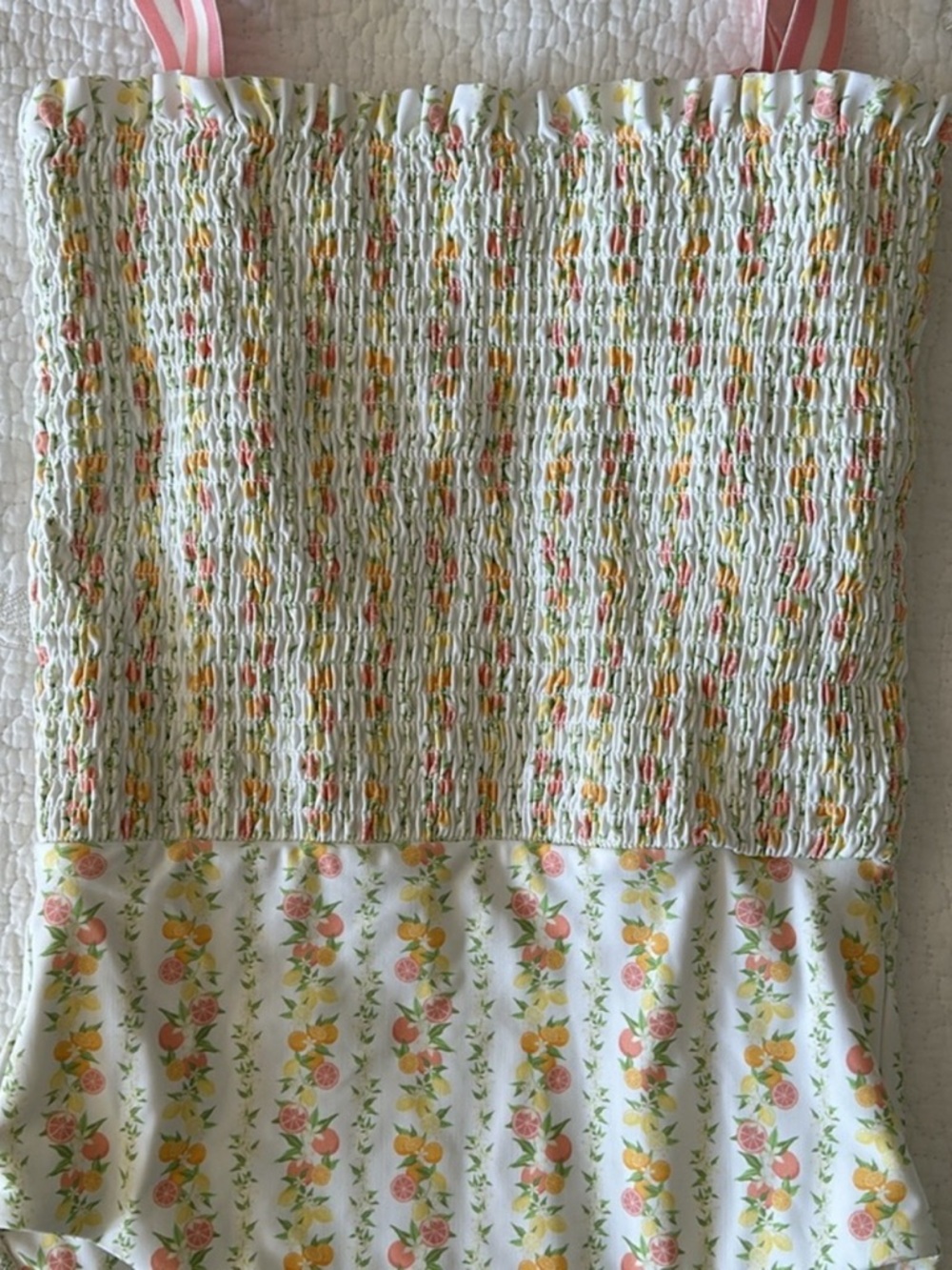 Minnow Smocked Citrus Linear Swimsuit xs - Picture 4 of 7